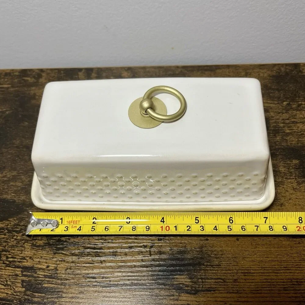 Better Homes & Gardens Modern Farmhouse Ceramic Butter Dish w/ Lid White